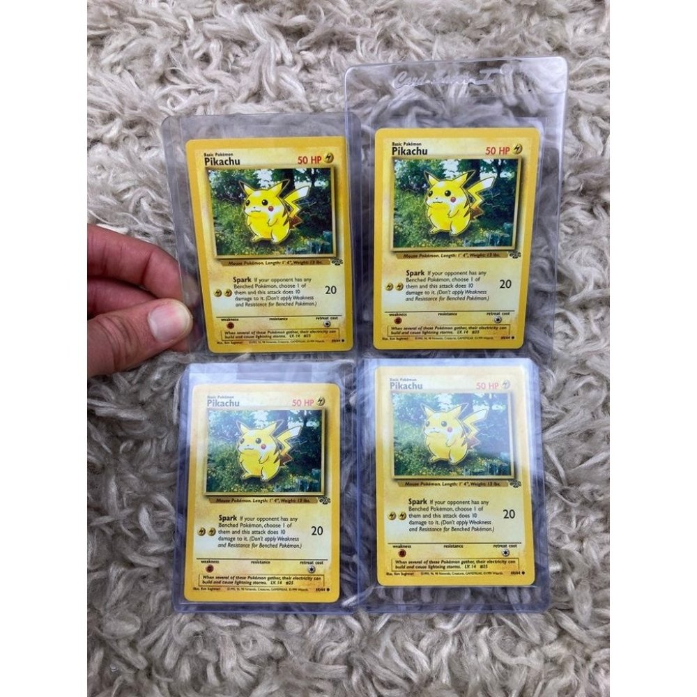 4X RAW Pokemon 1999 Jungle Set Pikachu #60 Vintage! (Red cheeks)